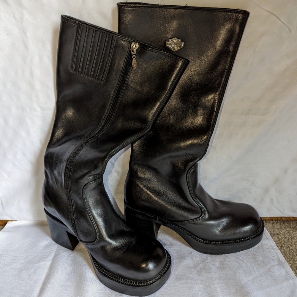 Vtg. Women's Black size 7 Harley Davidson Leather Boots